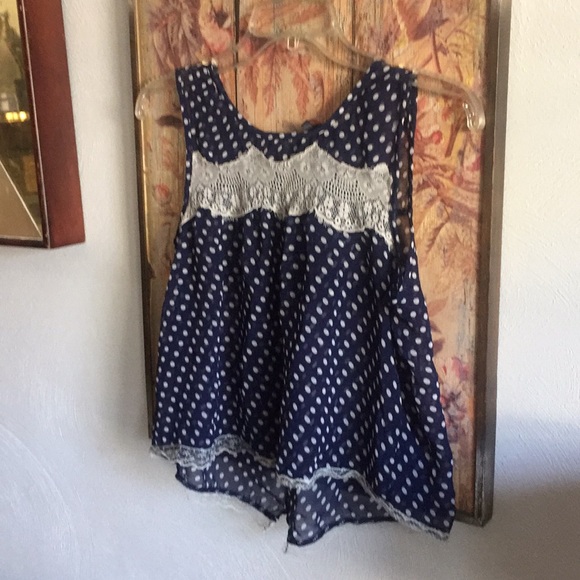 URBAN OUTFITTERS SEMI SHEER TOP POLKA DOT RETRO GIRLY CROP TANK TOP S - Picture 9 of 9